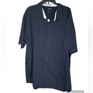 Kenneth Cole New York Navy short sleeve button down shirt sz 4XL
